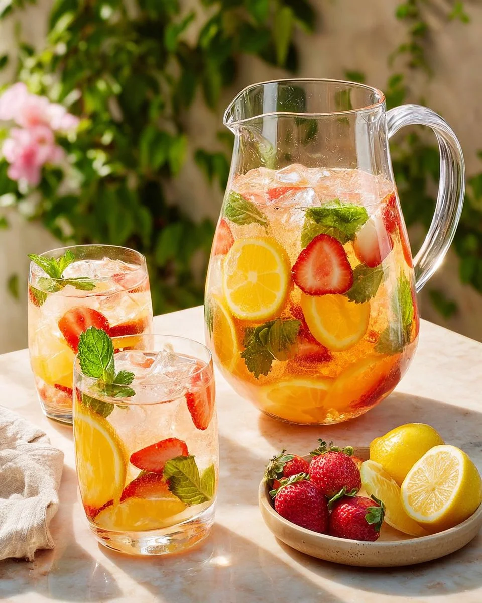Batched Strawberry Mocktail Sangria (Pitcher Recipe)