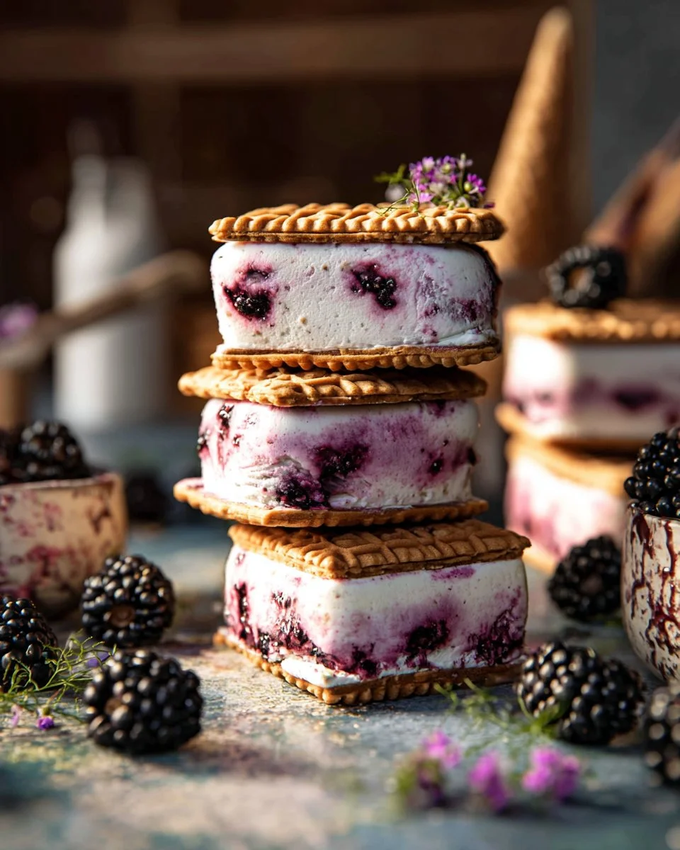 Blackberry Lavender Ice Cream Sandwiches