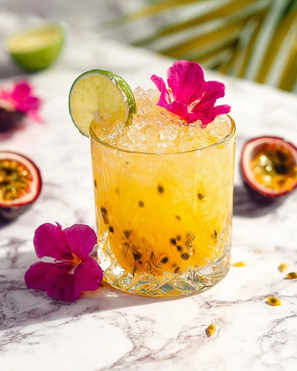 A refreshing Easy Passionfruit Sparkler cocktail served in a glass.