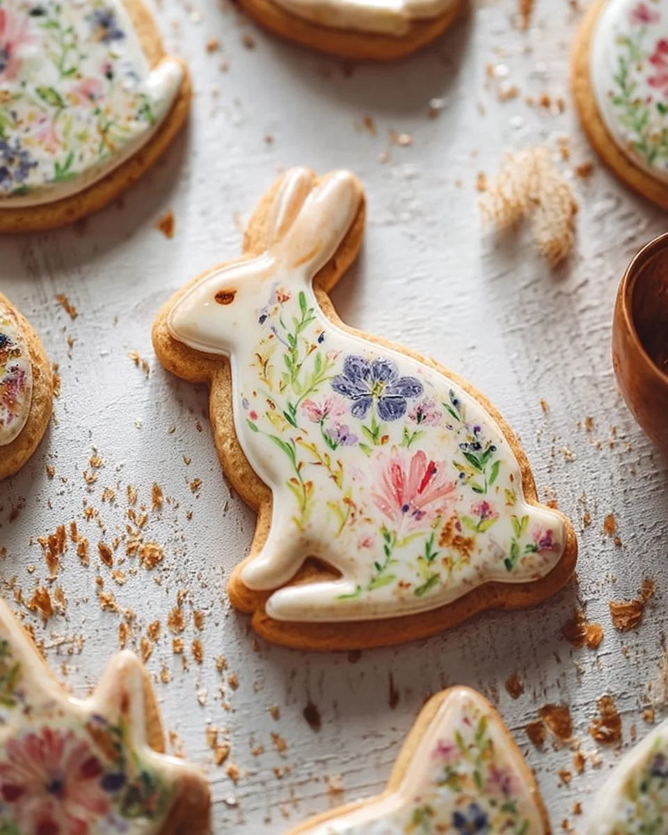Floral Bunny and Egg Sugar Cookies