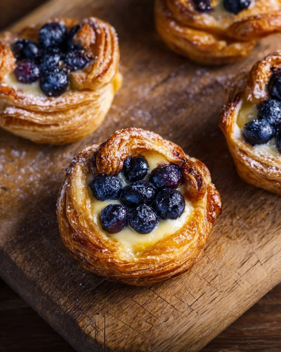 Lemon and Blueberry Cheesecake Tarts with Fillo Pastry