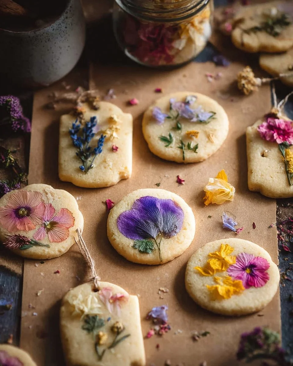 Lemon Sugar Cookies with Candied Flowers