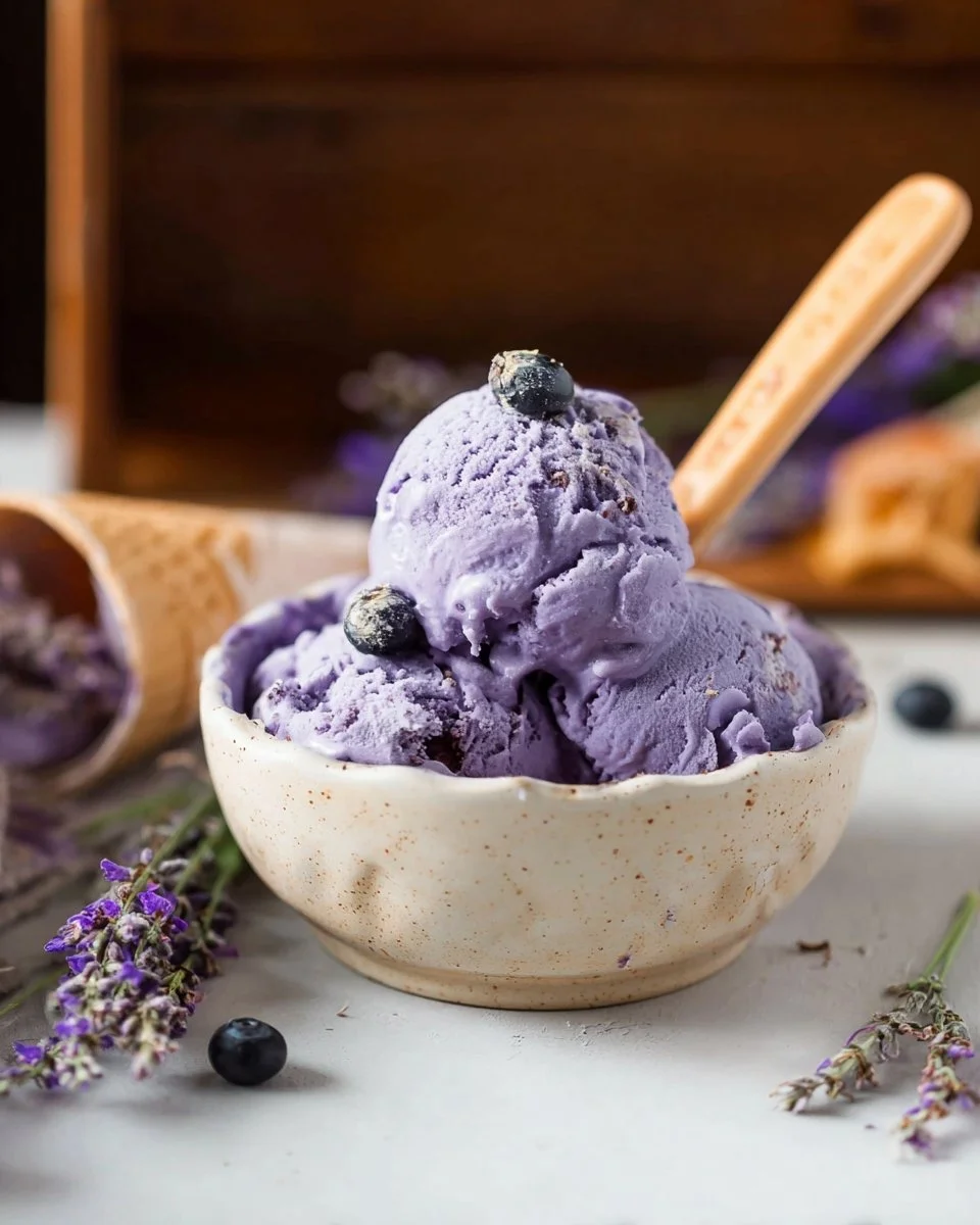 No-Churn Blueberry Lavender Ice Cream