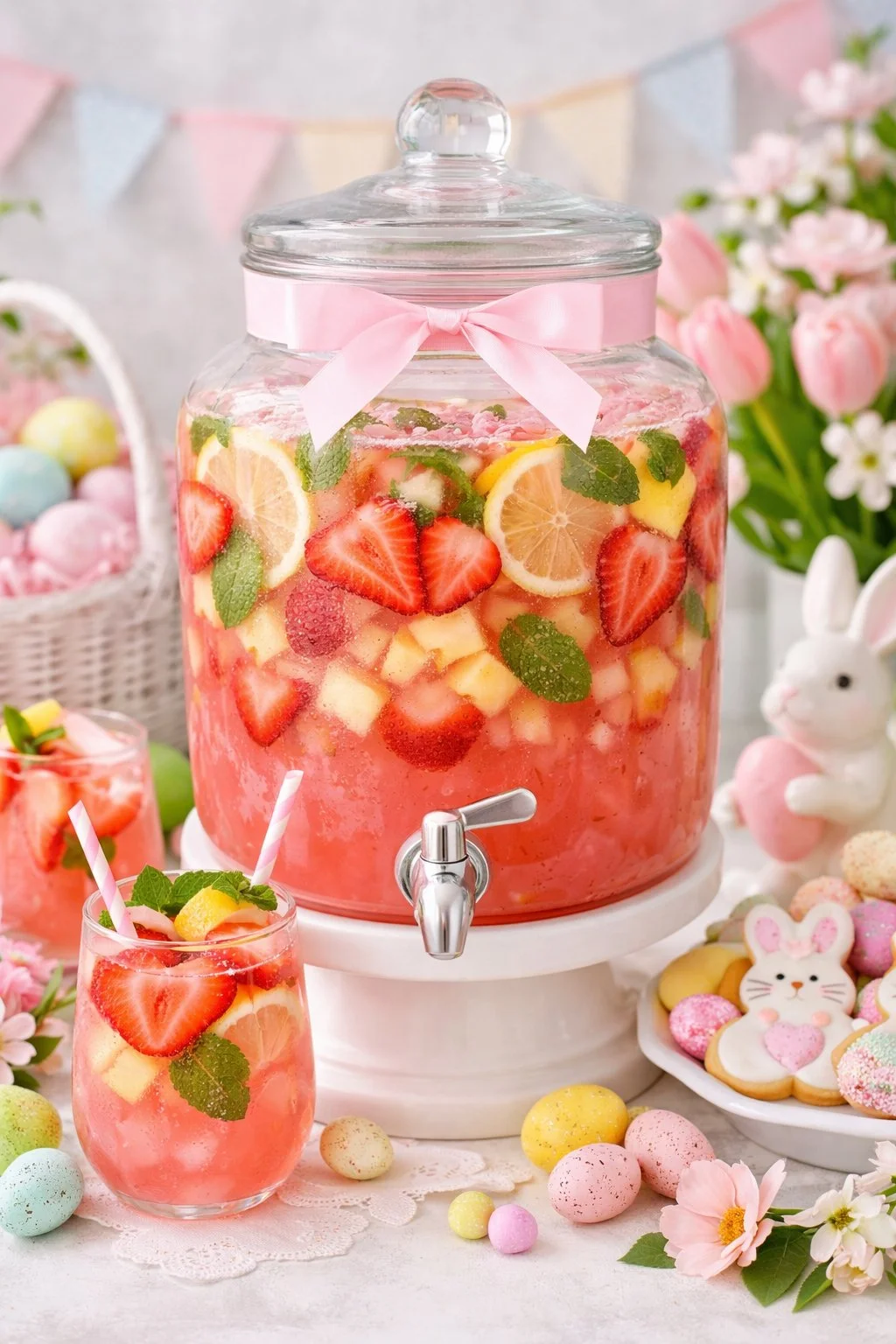 Pink Easter Strawberry Mocktail Sangria