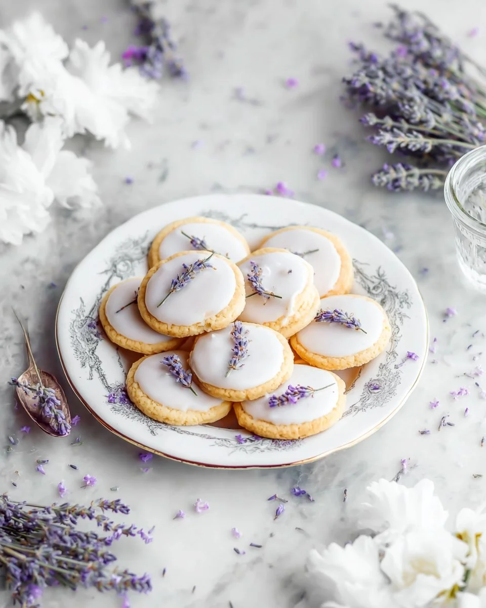 Slice and Bake Lavender Shortbread Cookies with Vanilla Icing