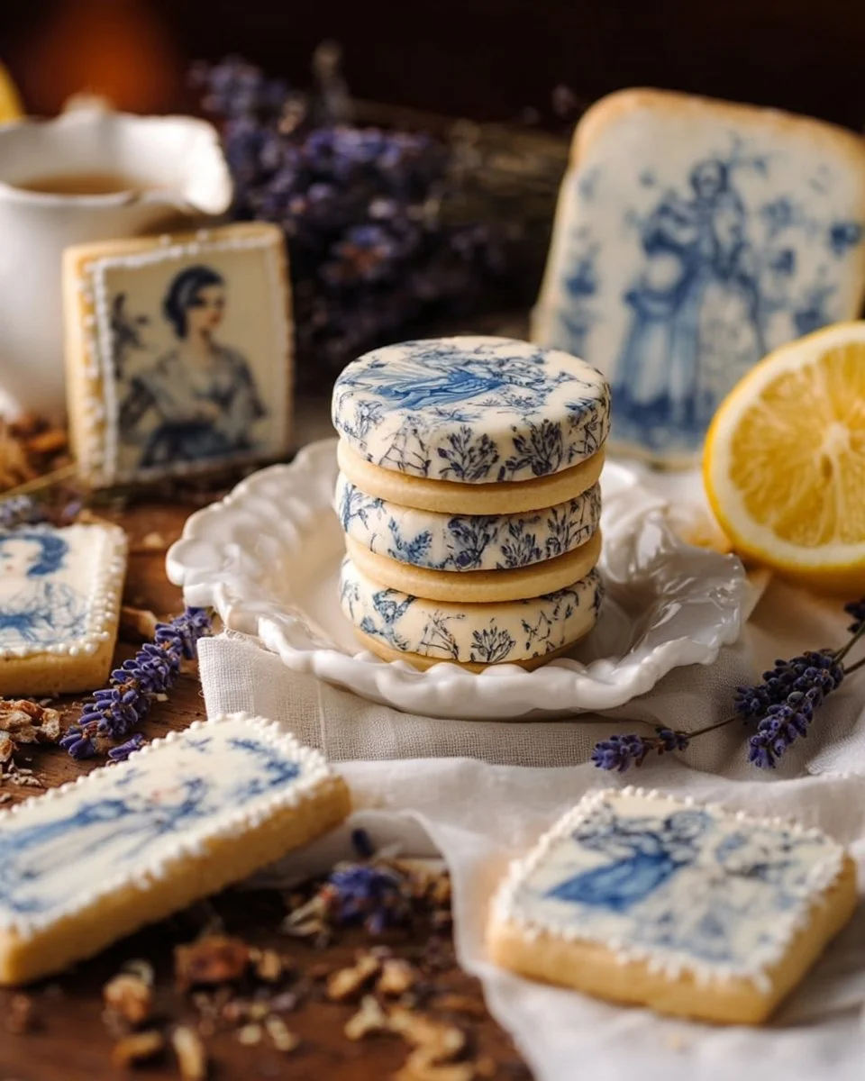 Toile Print Lemon Lavender Shortbread Cookies