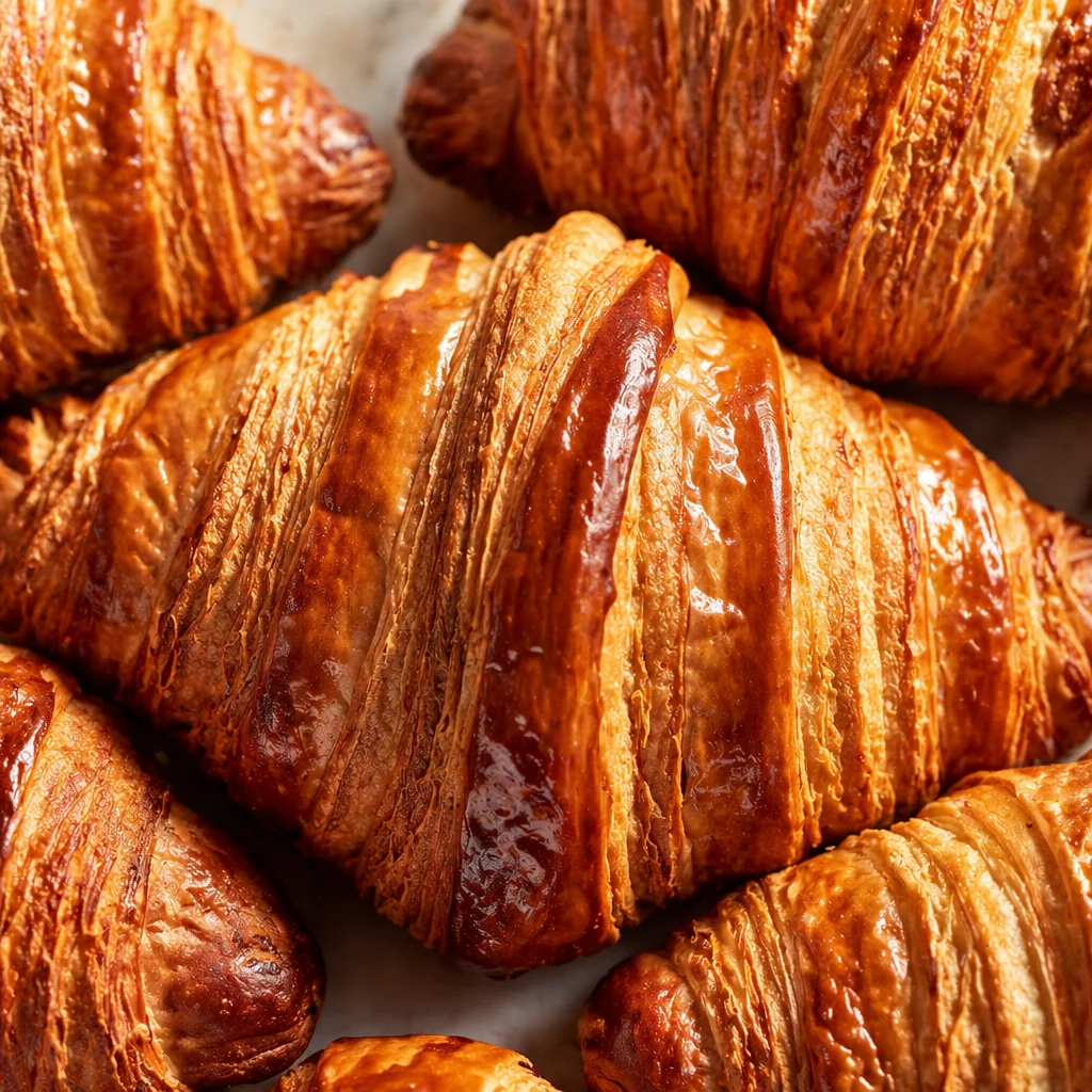 Delicious homemade croissants inspired by Claire Saffitz's recipe, showcasing flaky layers.