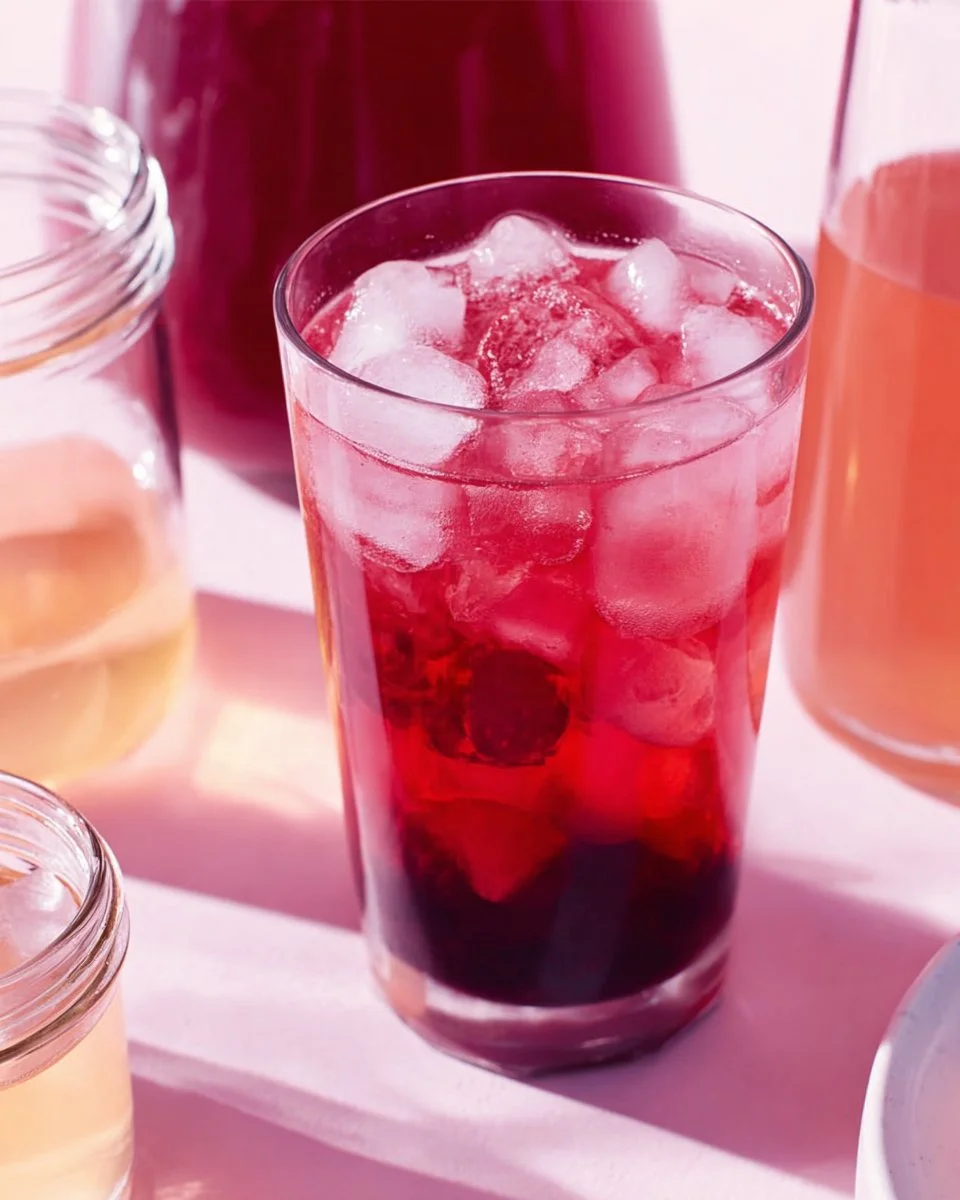 Homemade blackberry simple syrup in a glass jar with fresh blackberries