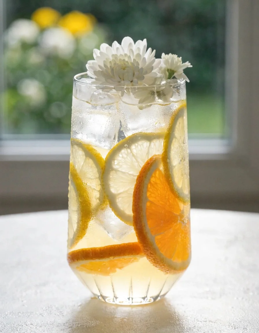 A soothing cup of Citrus Blossom White Tea with floral and citrus aromas.