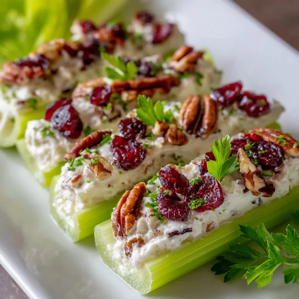 Cranberry Pecan Cream Cheese Stuffed Celery