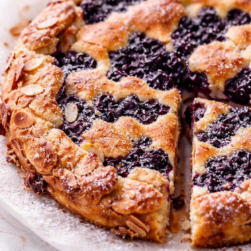 Blueberry cheesecake tarts with fresh blueberries and creamy filling on a flaky crust.