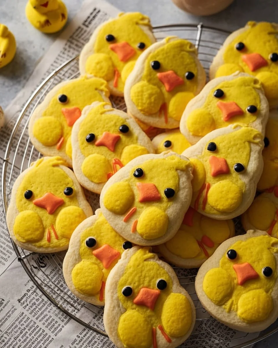 Plate of easy chick cookies with a golden-brown texture
