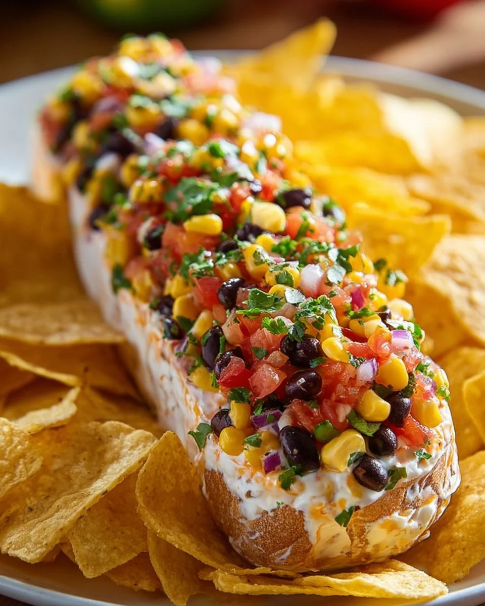Fiesta Cowboy Caviar Cheese Log made with vibrant ingredients and spices