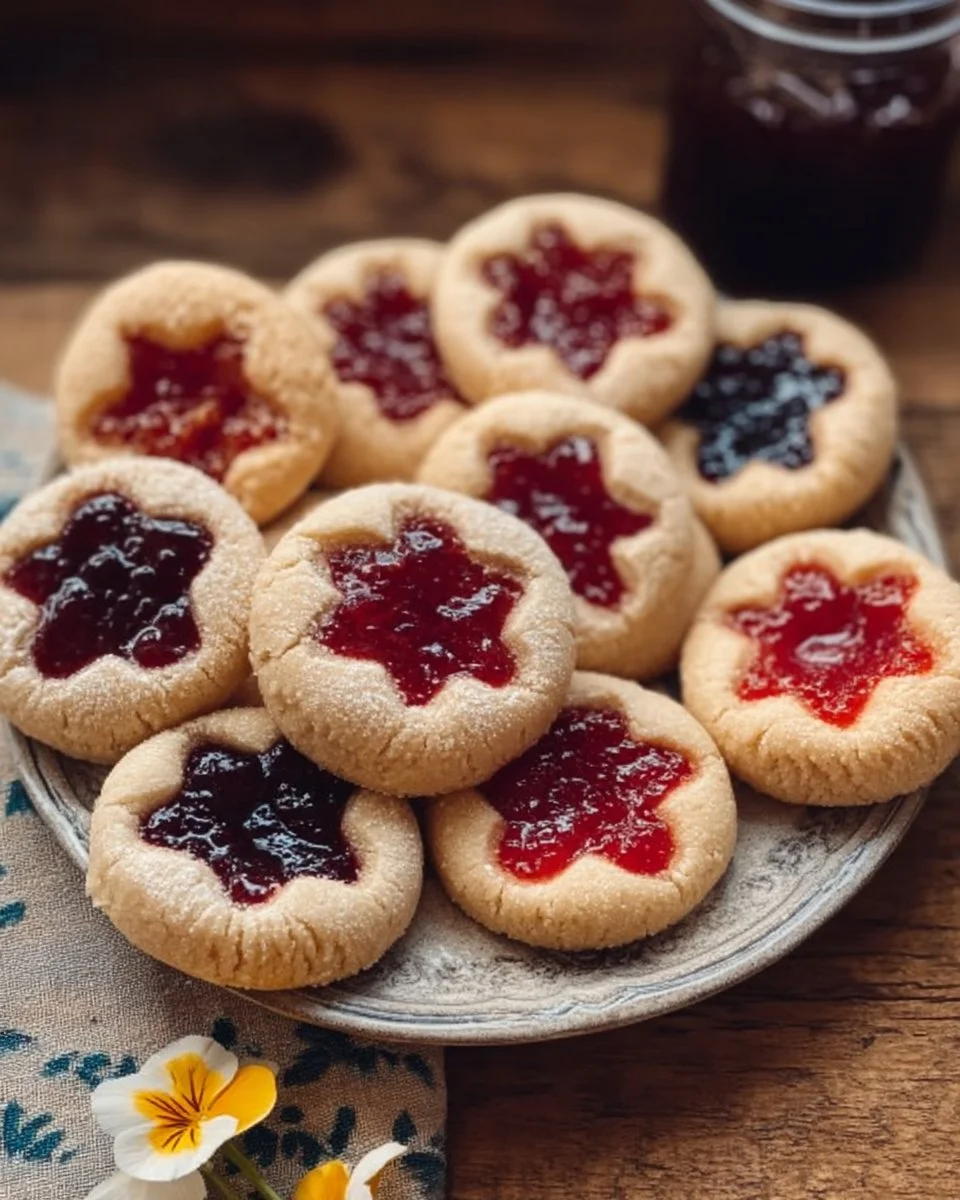 Flower Jam Thumbprint Cookies