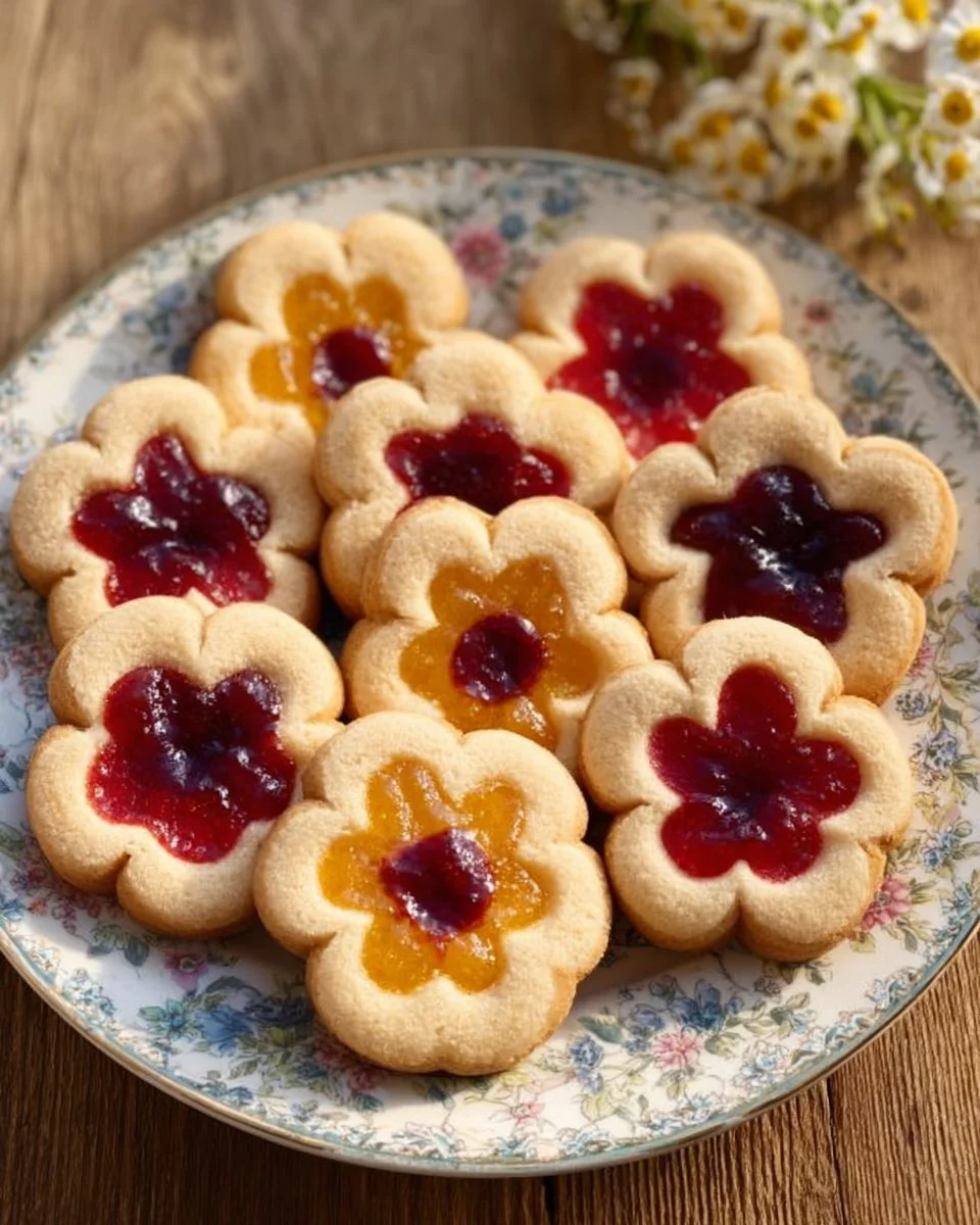Flower Jam Thumbprint Cookies