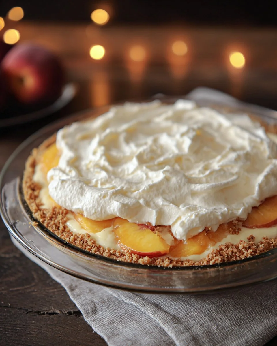 No Bake Peaches and Cream Pie