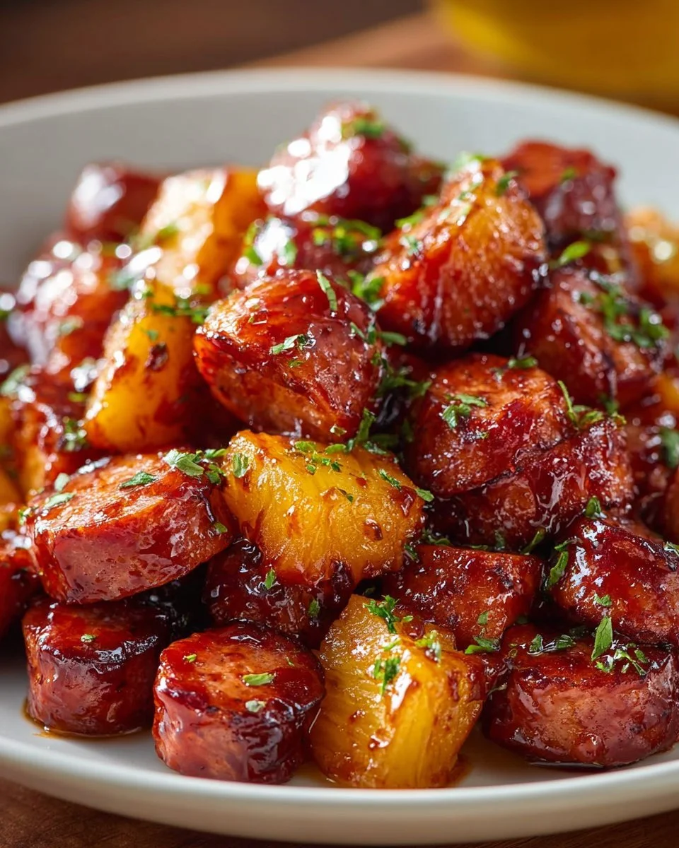 Pineapple Brown Sugar Mississippi Little Smokies served as a delicious appetizer.