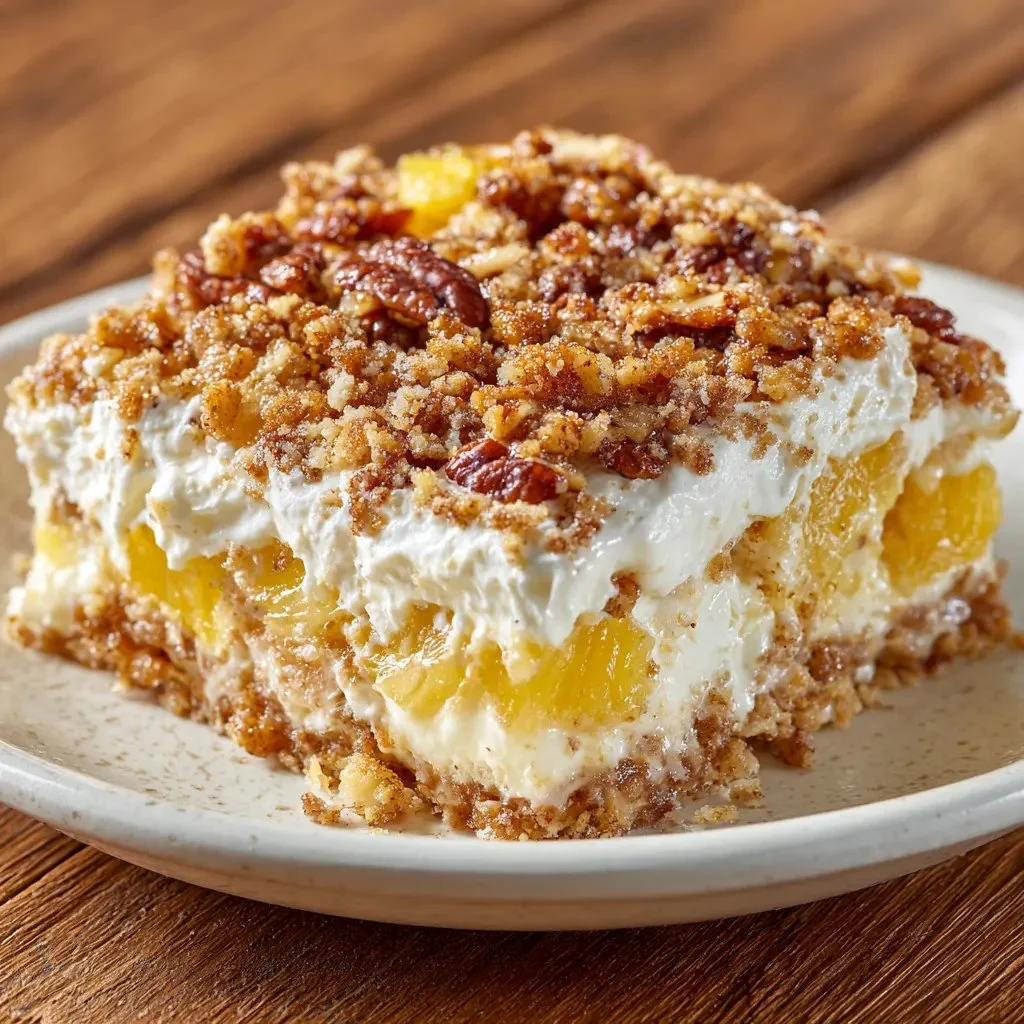 Pineapple Pecan Cream Cheese Crunch Bake