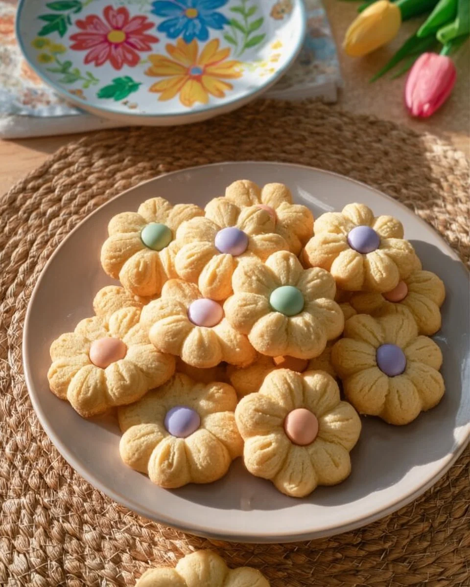 Spring Flower Shortbread Cookies decorated with vibrant floral designs