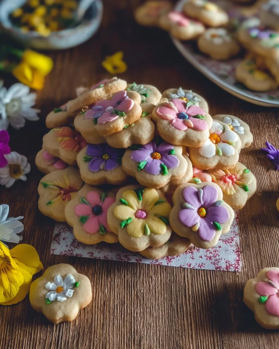 Spring Flower Shortbread Cookies
