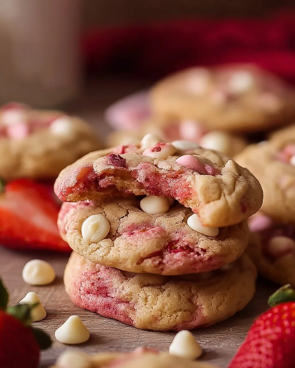 Strawberry White Chocolate Cake Mix Cookies