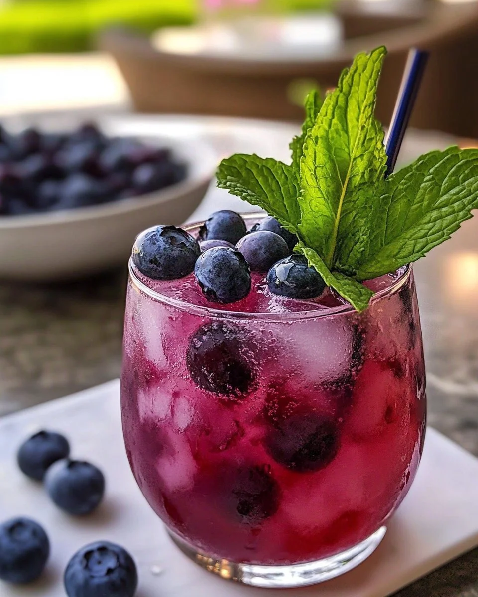 Blueberry Mint Shrub Fizz