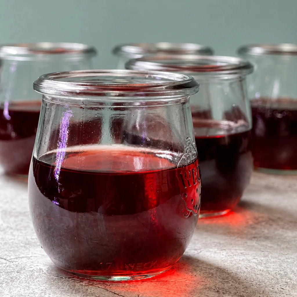Homemade jello made with fruit juice and gelatin, healthy and sugar-free dessert.