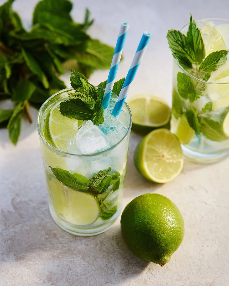 Bottle of homemade mint mojito syrup with fresh mint leaves