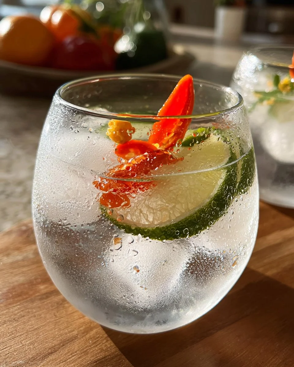 Refreshing Lime Jalapeño Mocktail in a glass with garnishes