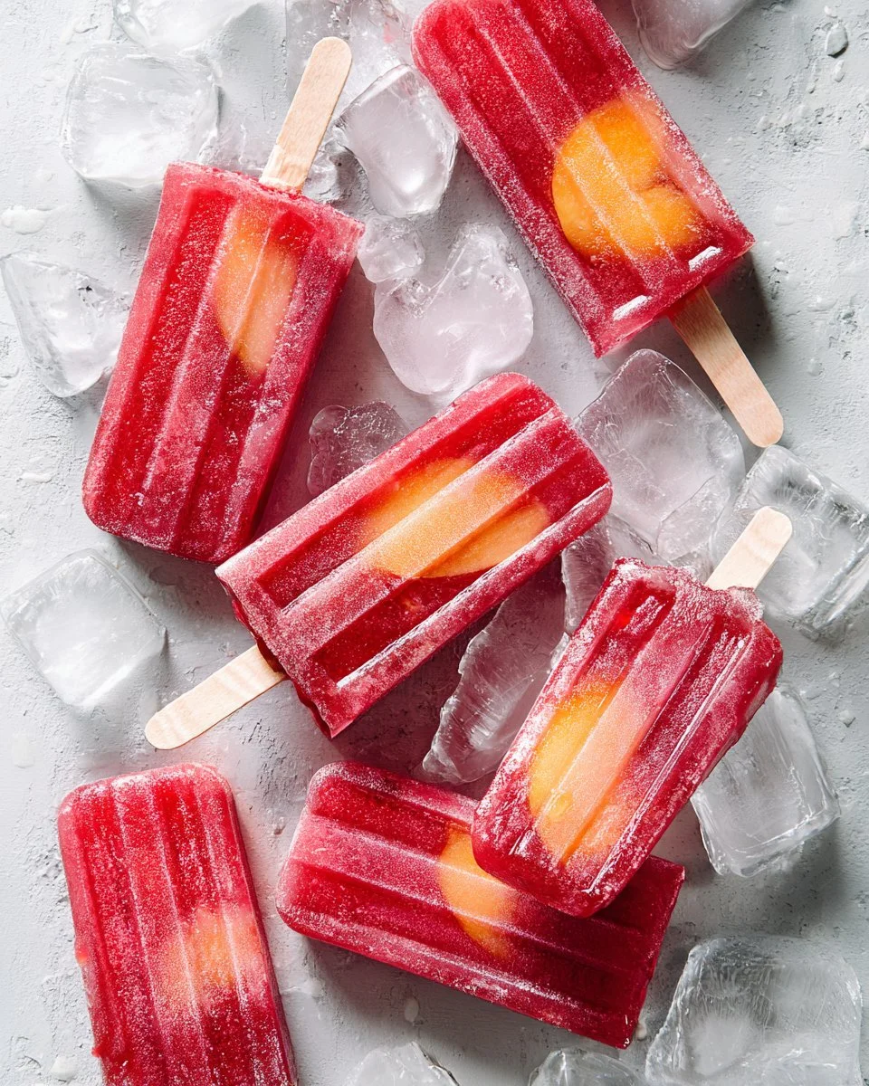Delicious Peach Iced Tea Popsicles on a sunny day.