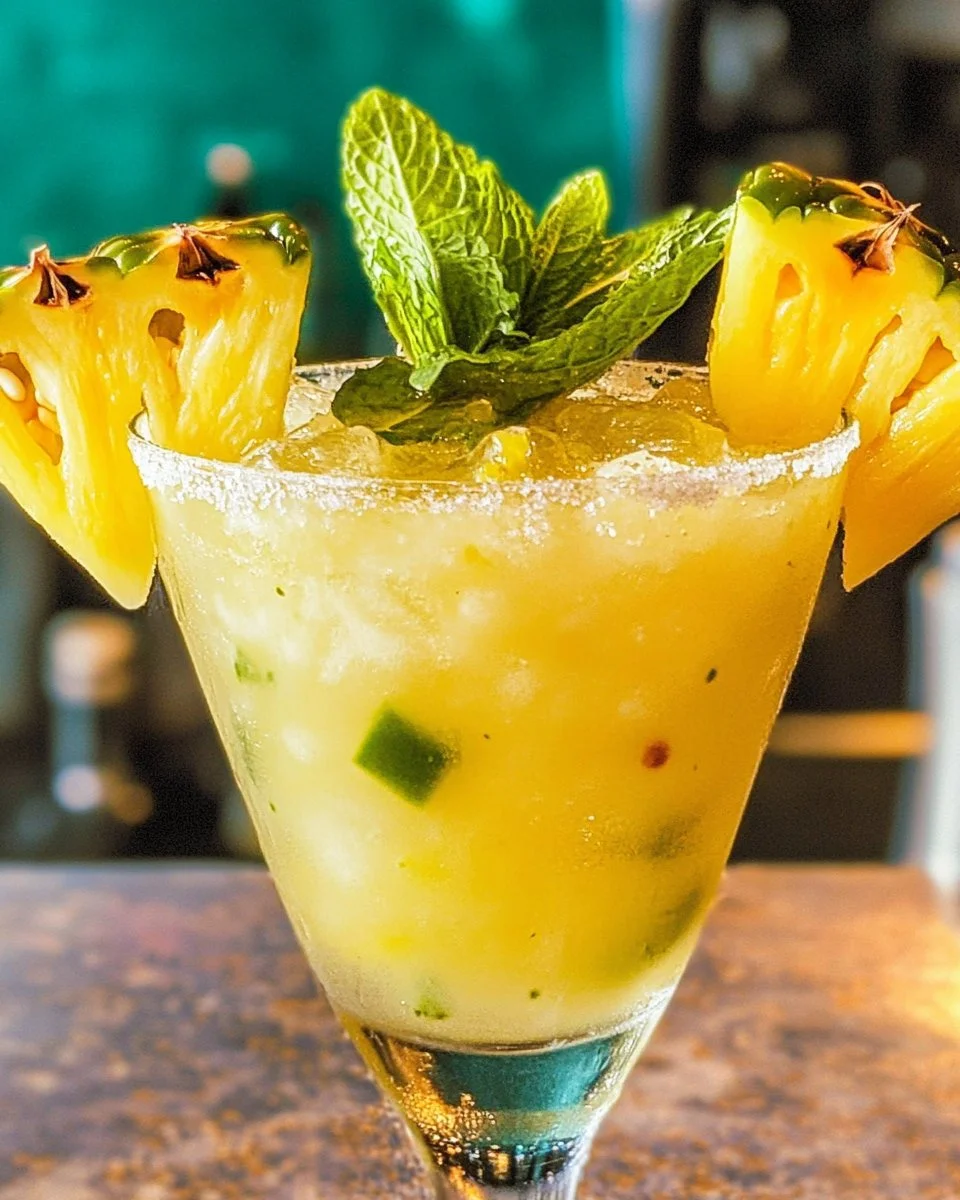 Pineapple Jalapeno Mint Mocktail a.k.a. "Tropic Thunder"