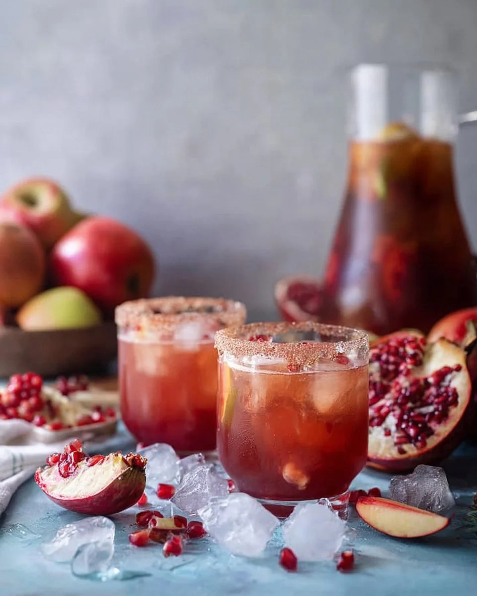 Refreshing Pomegranate Cider Punch served in a festive glass with garnishes