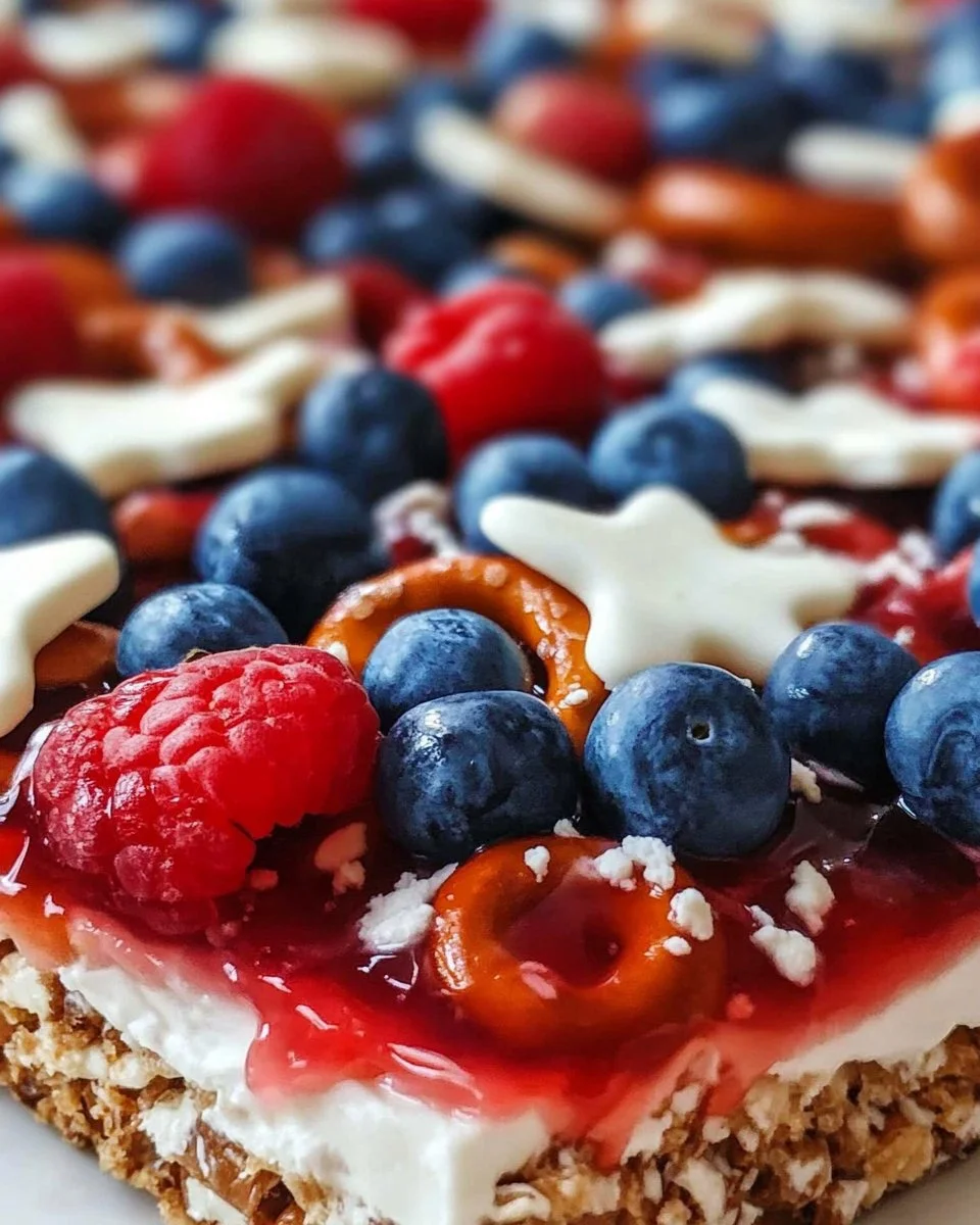 Red White and Blue Pretzel Salad