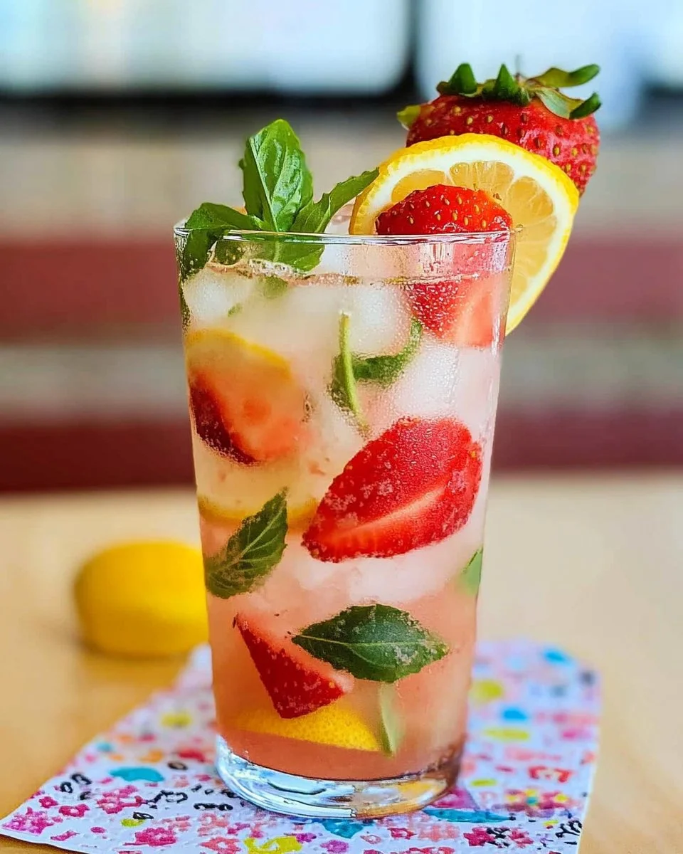 Strawberry Basil Lemonade Cocktail