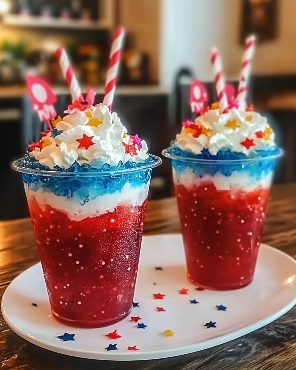 Colorful 4th of July Bomb Pop Punch Cups for summer celebrations.