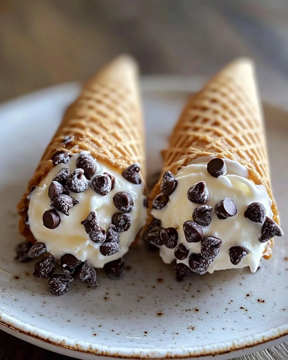 Chocolate Chip Cannoli Cones