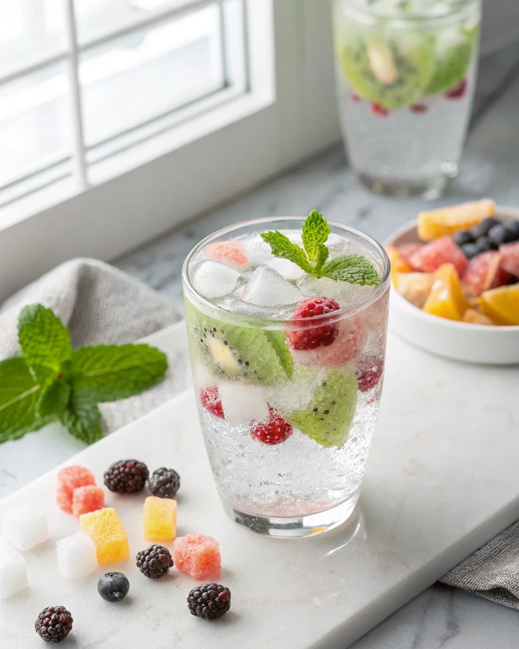 Refreshing coconut water drink in a tropical setting for hydration and glow-up benefits.