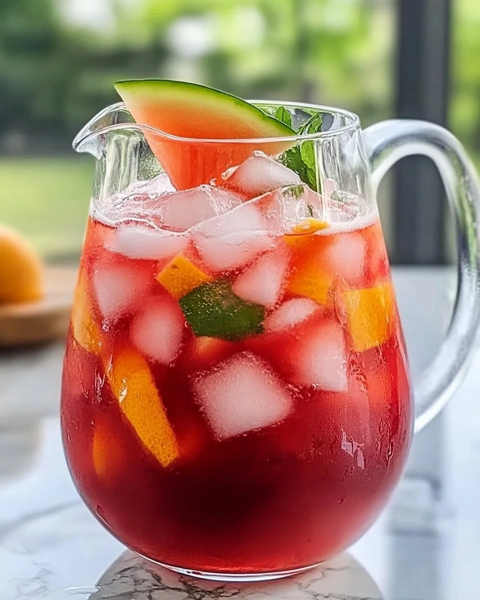 Cold, juicy, and made for sunny days. 🍉🍷This Watermelon Sangria is basically summer in a pitcher.