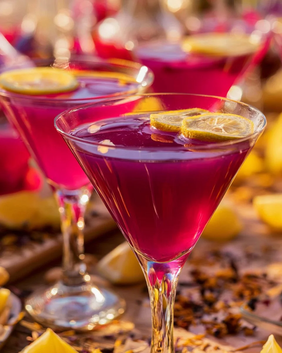 Refreshing Lemon Lavender Vodka cocktail garnished with lemon and lavender sprigs.