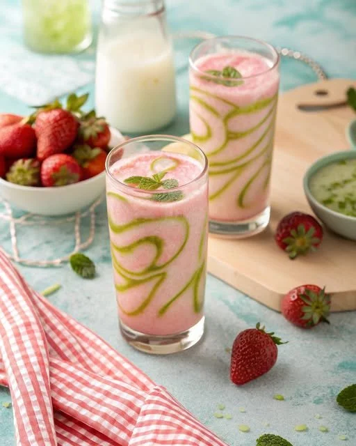 Pistachio Berry Fresh Water in a clear glass with ice and fruit garnish