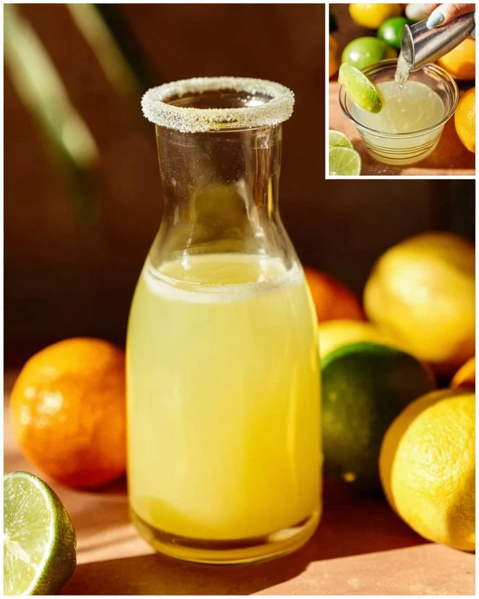 Refreshing Homemade Margarita Mix in a glass with lime and salt rim