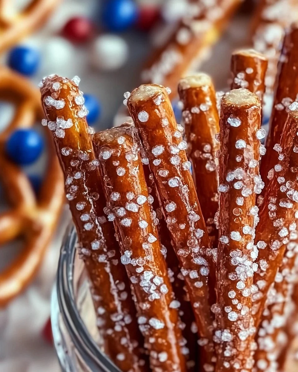 Sweet and Salty No-Bake 4th of July Pretzel Rod Sparklers