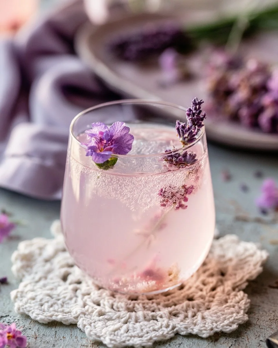 Lavender Love Mocktail served in a stylish glass with lavender garnish