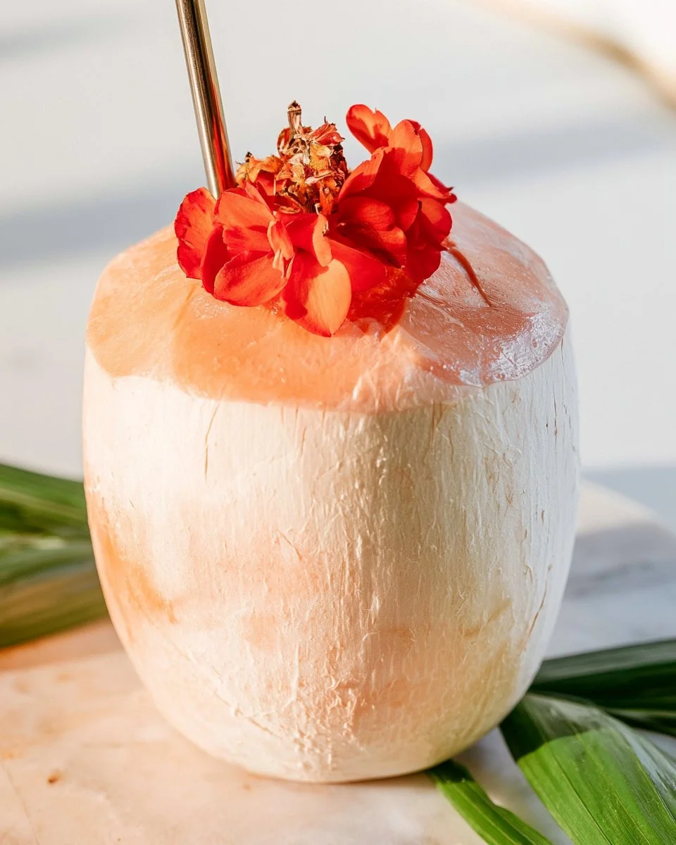 A refreshing Chili Basil Cooler drink garnished with fresh basil leaves.