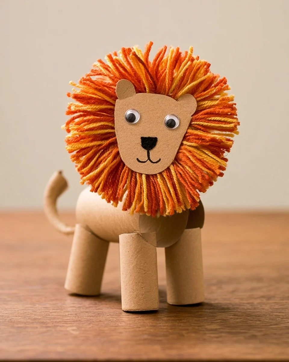 Colorful toilet paper roll lion craft for kids