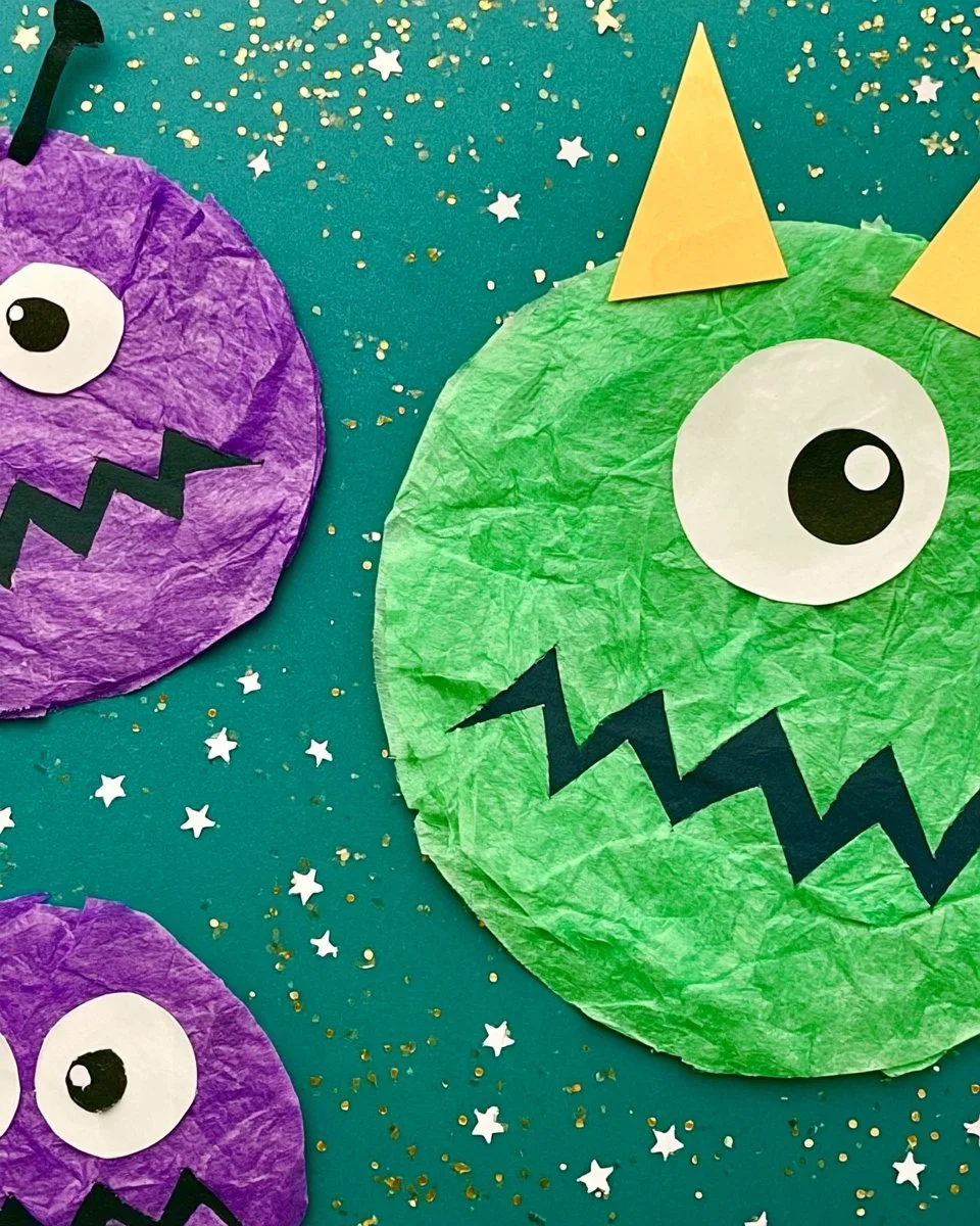 Colorful paper plate monster Halloween craft for kids