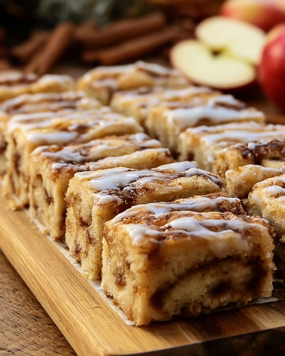 Delicious homemade Apple Cinnamon Sheet Cake with apple slices and cinnamon topping.