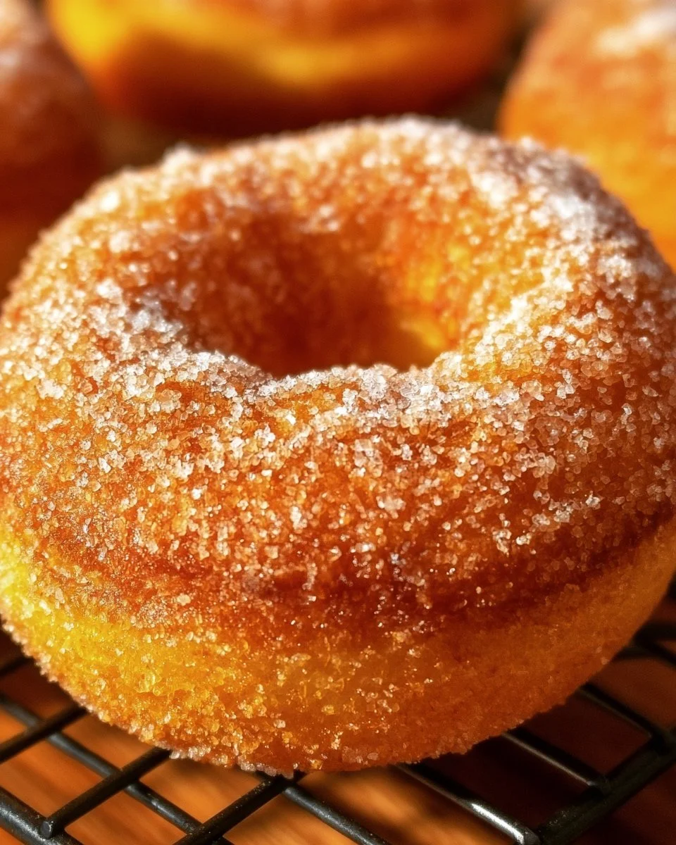 Delicious baked pumpkin donuts topped with sugar and spices
