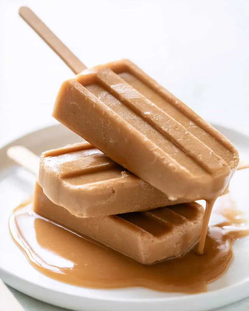 Boozy caramel coffee popsicles melting in the sun