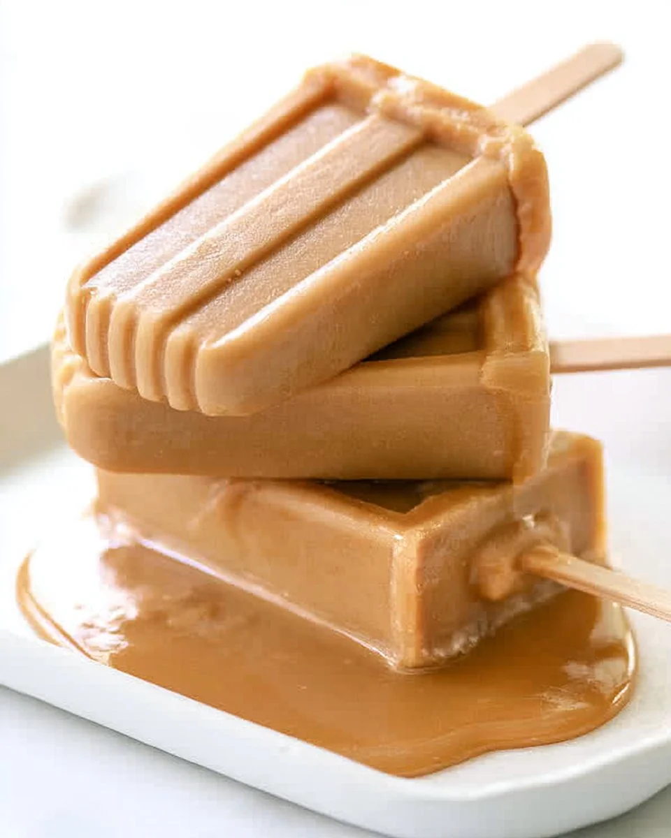 Boozy caramel coffee popsicles melting on a summer day